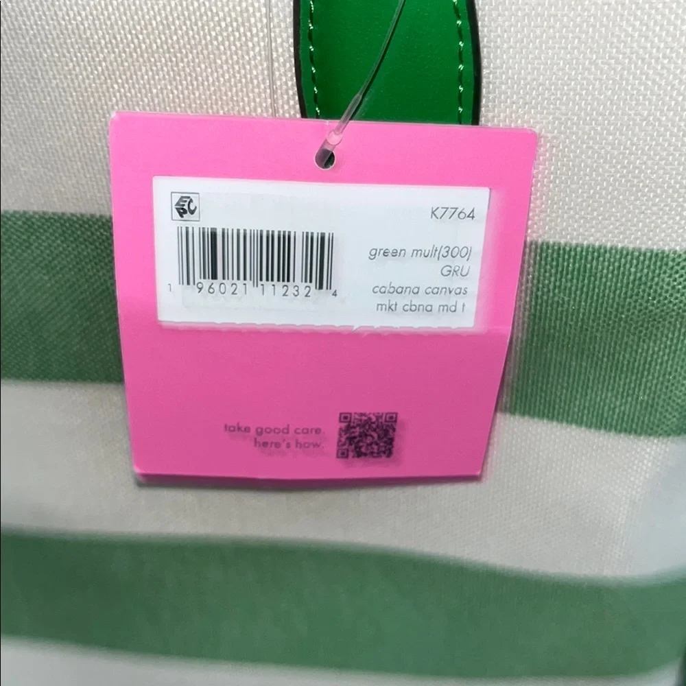 *SOLD* Kate Spade Green and White Cabana Tote - Picture 10 of 12